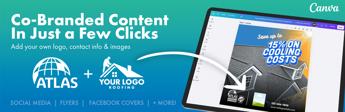 co-branded content in just a few clicks add your own logo, contact info, and images in canva banner