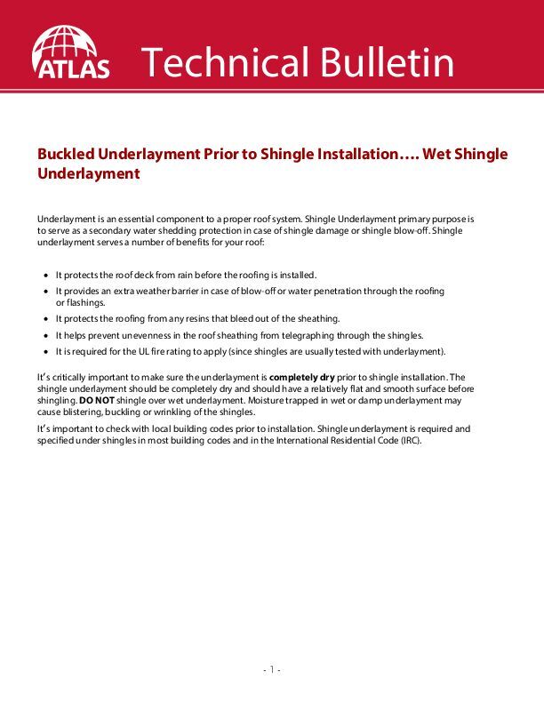 Buckled/Wet Underlayment