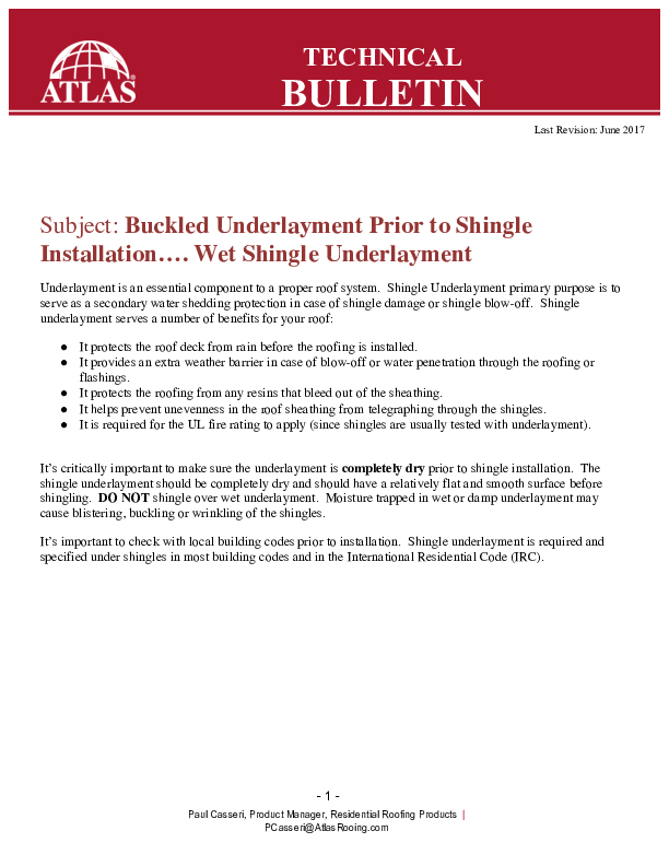 Buckled/Wet Underlayment