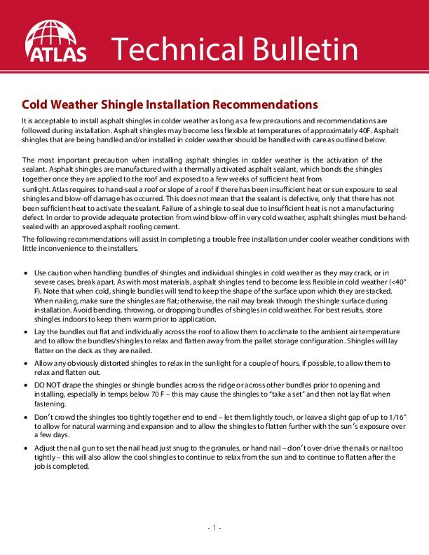 Cold Weather - WeatherMaster Installation