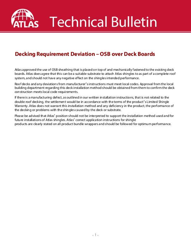 Decking Deviation – OSB over Deck Boards