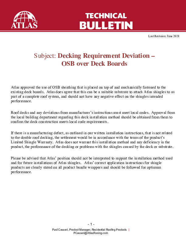 Decking Deviation – OSB over Deck Boards