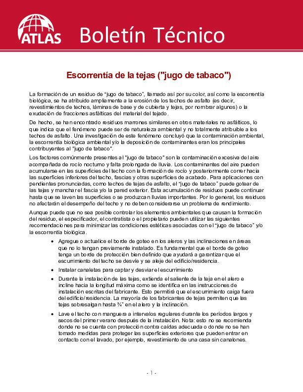 Escorrentia de tejas - (Shingle Runoff)