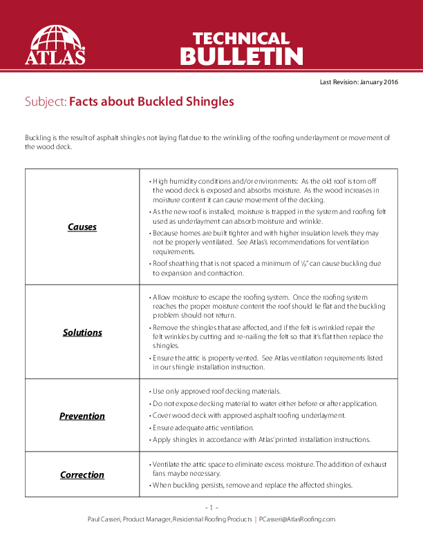 Facts about Buckled Shingles