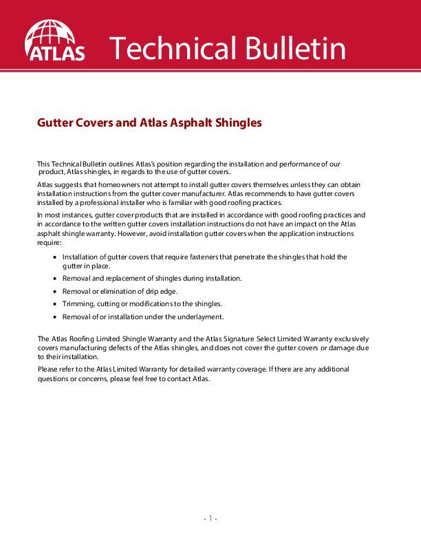 Gutter Covers and Atlas Asphalt Shingles