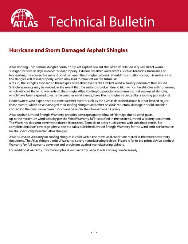 Hurricane and Storm Damaged Shingles