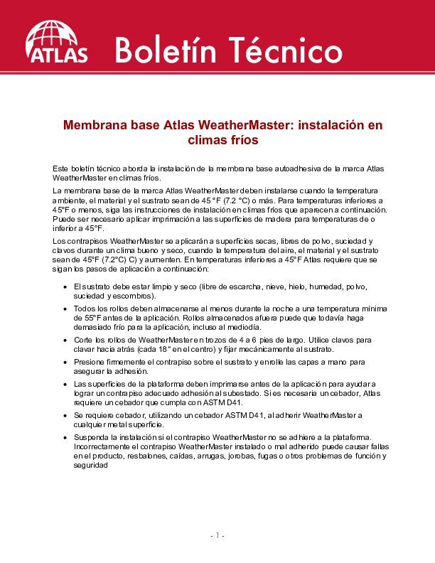 Instalación de WeatherMaster en clima frío - (Cold Weather WeatherMaster Installation)