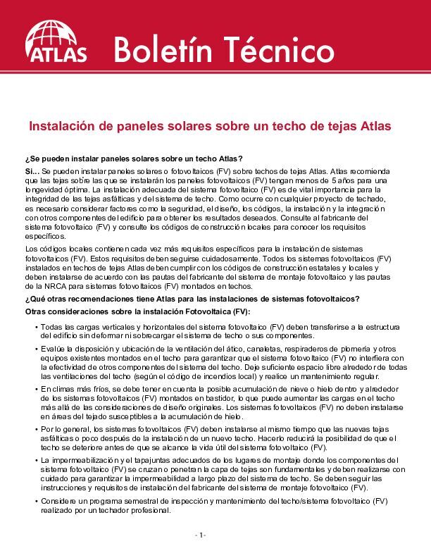 Instalación de paneles solares y techos de tejas - (Atlas Solar Panel Installation Atlas Shingle Roofs)