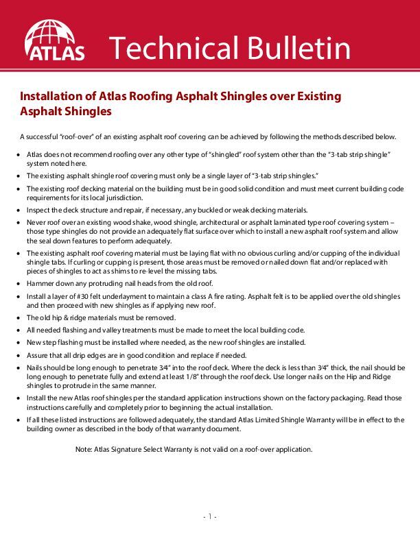 Install Asphalt Shingles Over Existing Asphalt Shingles