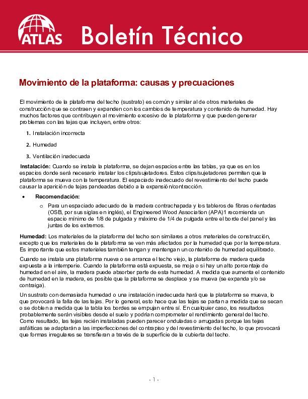 Movimiento de plataforma causas y preocupaciones - (Deck Movement Causes Concerns)