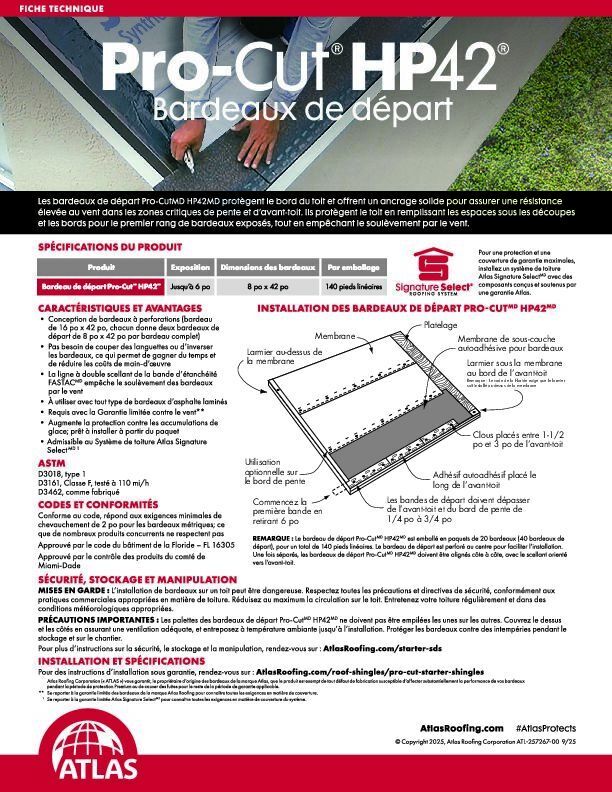 Pro Cut HP42 Starter Shingle Data Sheet French Canadian