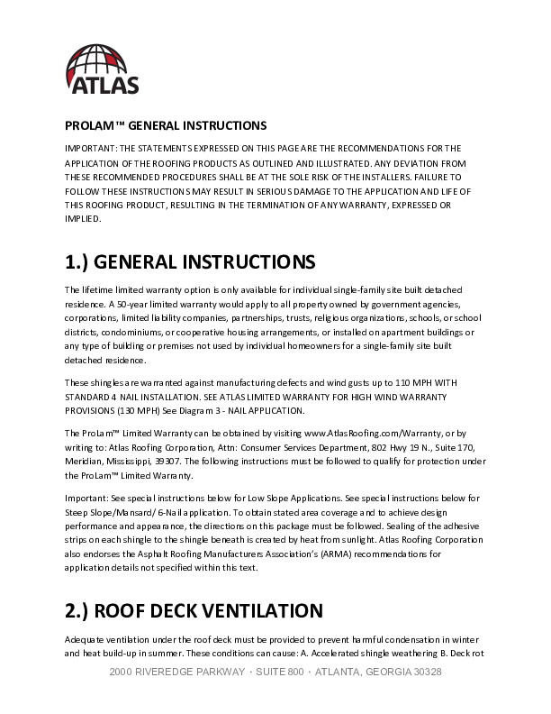 ProLam Installation Instructions