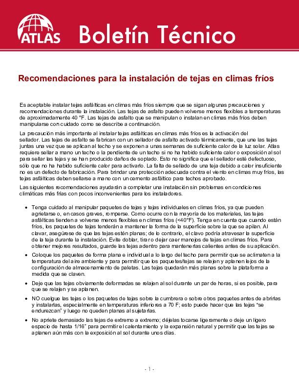 Rec para instalacion de tejas en climas frios - (Cold Weather Shingle Installation Rec)