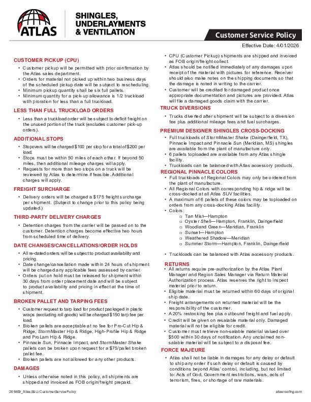 Customer Service Policy