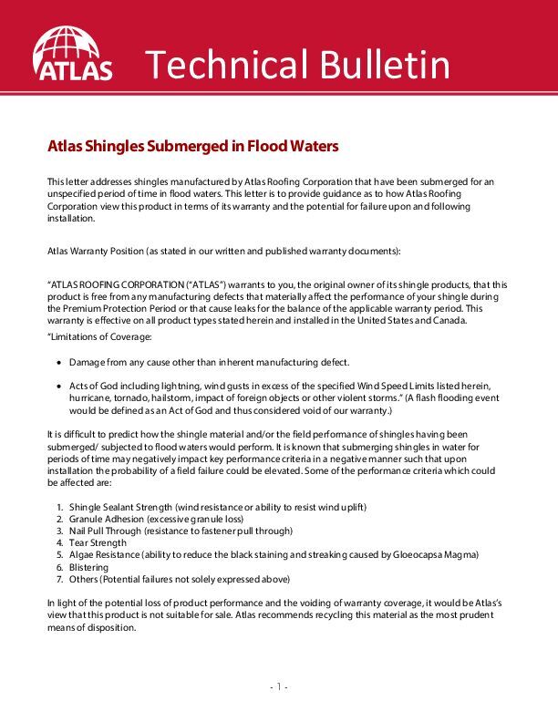 Shingles Submerged in Flood Waters - Atlas