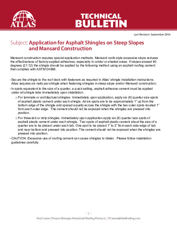 Application of Asphalt Shingles on Steep Slopes and Mansard Construction