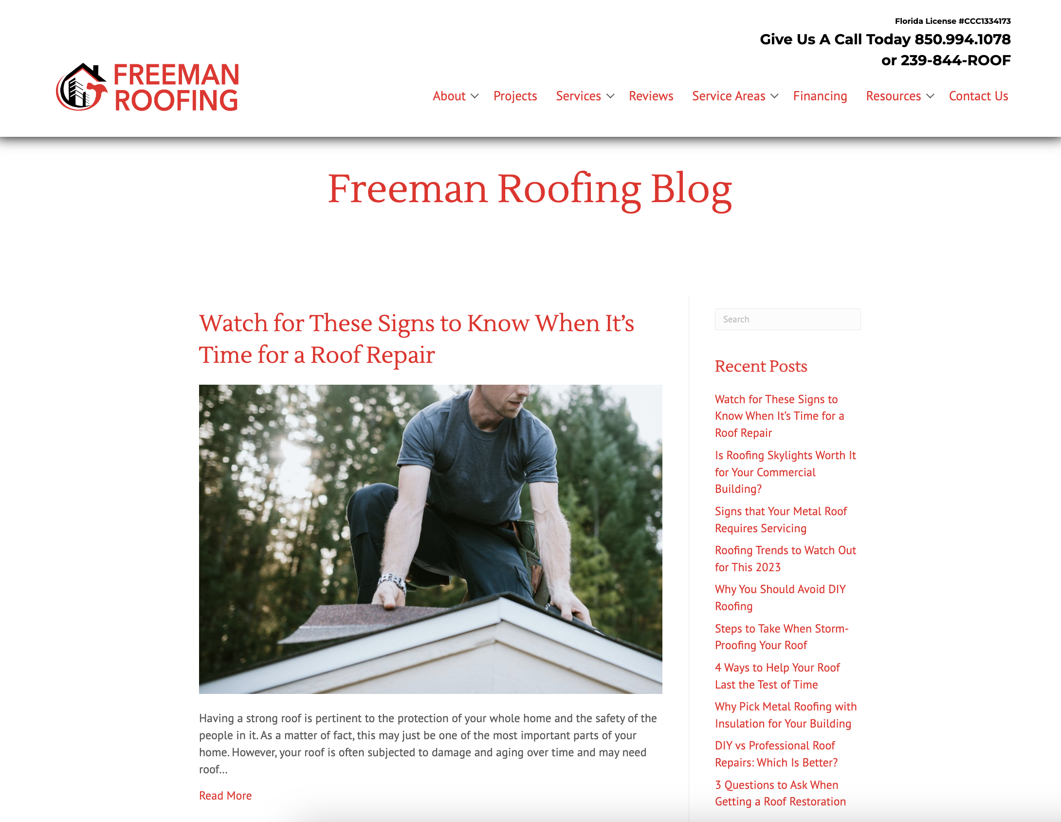 Freeman Roofing Blog